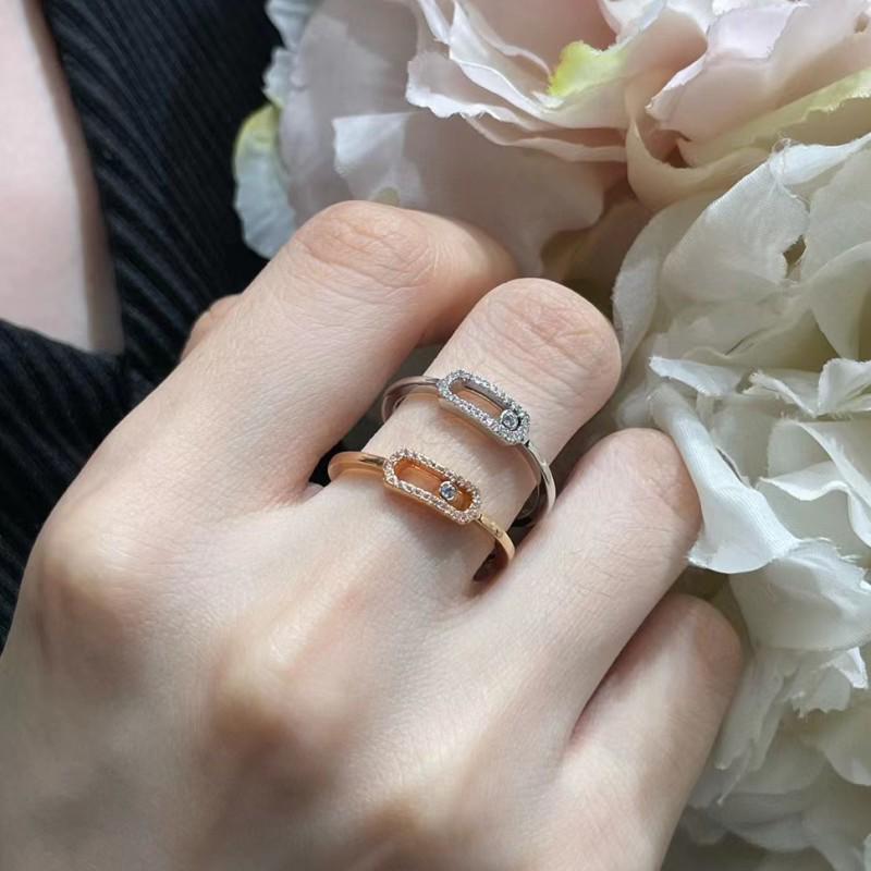 2024 MessiKa Sliding Hollow Diamond Ring: Fashionable Movable Single Stone Design for Men and Women Couples