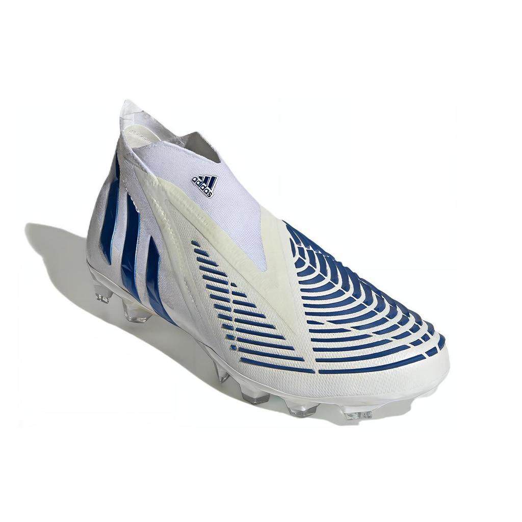 Adidas Predator Edge+ Round Toe Slip-On AG (Rubber Short Studs) Durable Soccer Shoes Men Soccer Shoes White Blue GZ4647