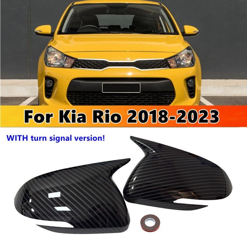 Door Mirror Cover For Kia Rio 2018 202arbon Fiber Glossy Black Car Decoration Upgrade Rearview Accessories