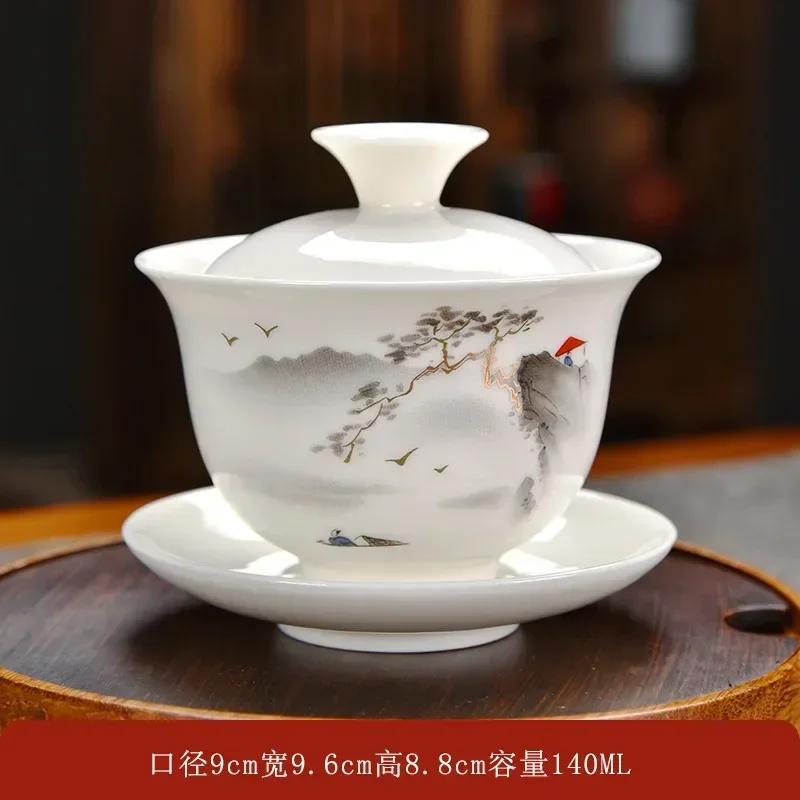 Chinese Handmade Sancai Gaiwan Ceramic Tea Tureen with Lid Bowl Saucer Teacups Teaware Home Decor Kung Fu Porcelanas Tea Cup