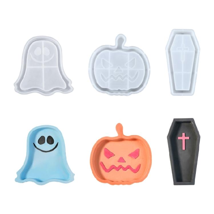 Silicone Mold Tray Nonstick Resin Crafting Moulds Halloween Series Plate Moulds Home Decors Molds Silicone Texture