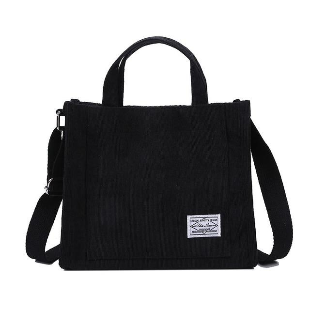 Corduroy Casual Women'S Tote Shoulder Bag Retro Art Canvas Crossbody Bags For Womencotton Zipper Handbags Luxury Designer