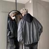 European and American hiphop fake two-piece coat men's spring and autumn trendy brand ruffian handsome hooded baseball jersey bomber jacket leather ja