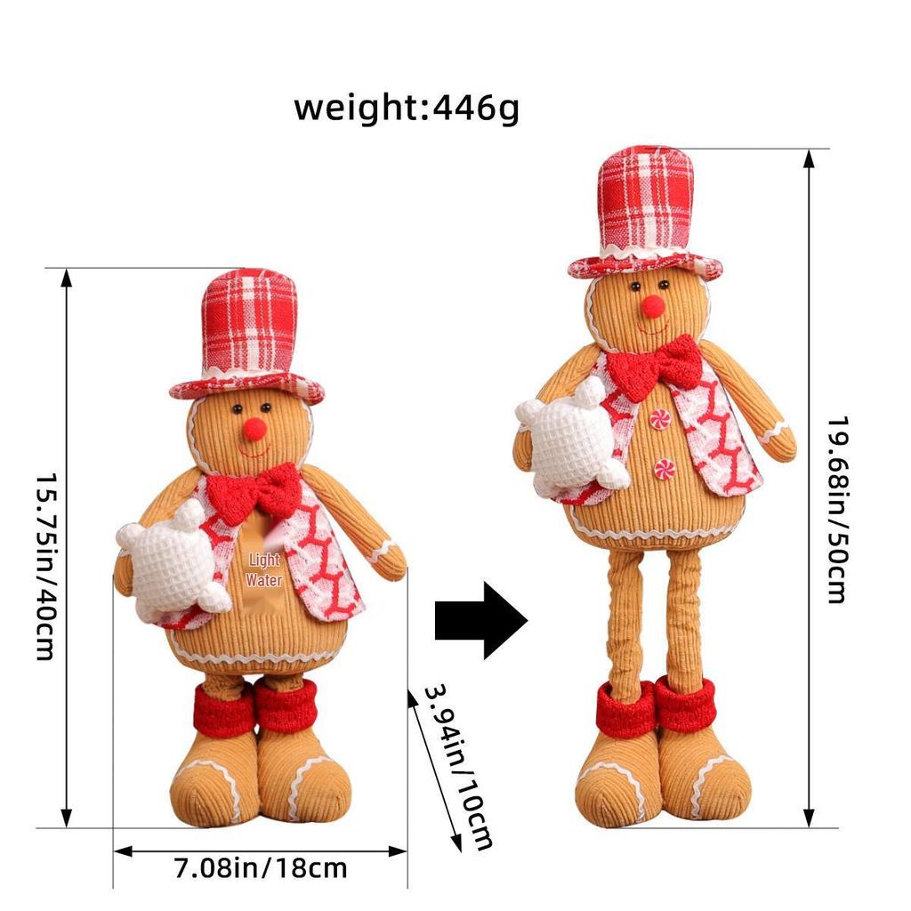 Stretchable Retro Snowflake Plaid Doll: Christmas Fabric Decoration for Hotel and Mall Desktops