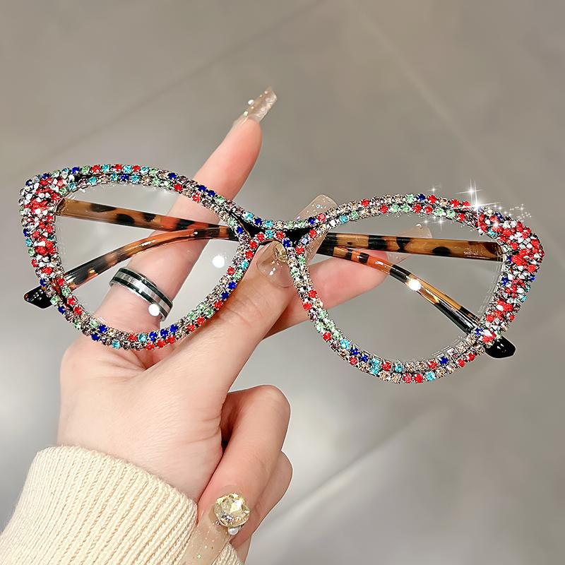 

Кольорові окуляри з ефектом котячого ока, інкрустовані діамантами, що захищають від синього світла, нова модна оправа, персоналізована оправа для сонцезахисних окулярів