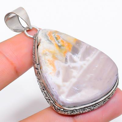 Φυσικός Λίθος Ιάσπιδας Μέλισσας 925 Ασήμι Στερλίνα Μενταγιόν 2,25" r4c07