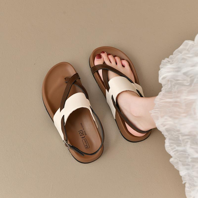 Plattformsandaler dam sommar 2025 nya retro mode mångsidiga kjoltå romerska strandskor