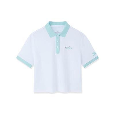 X Sesame Street Color Block Logo Letter Polo Shirt Women Polo Shirts Snow-White 162328136-2