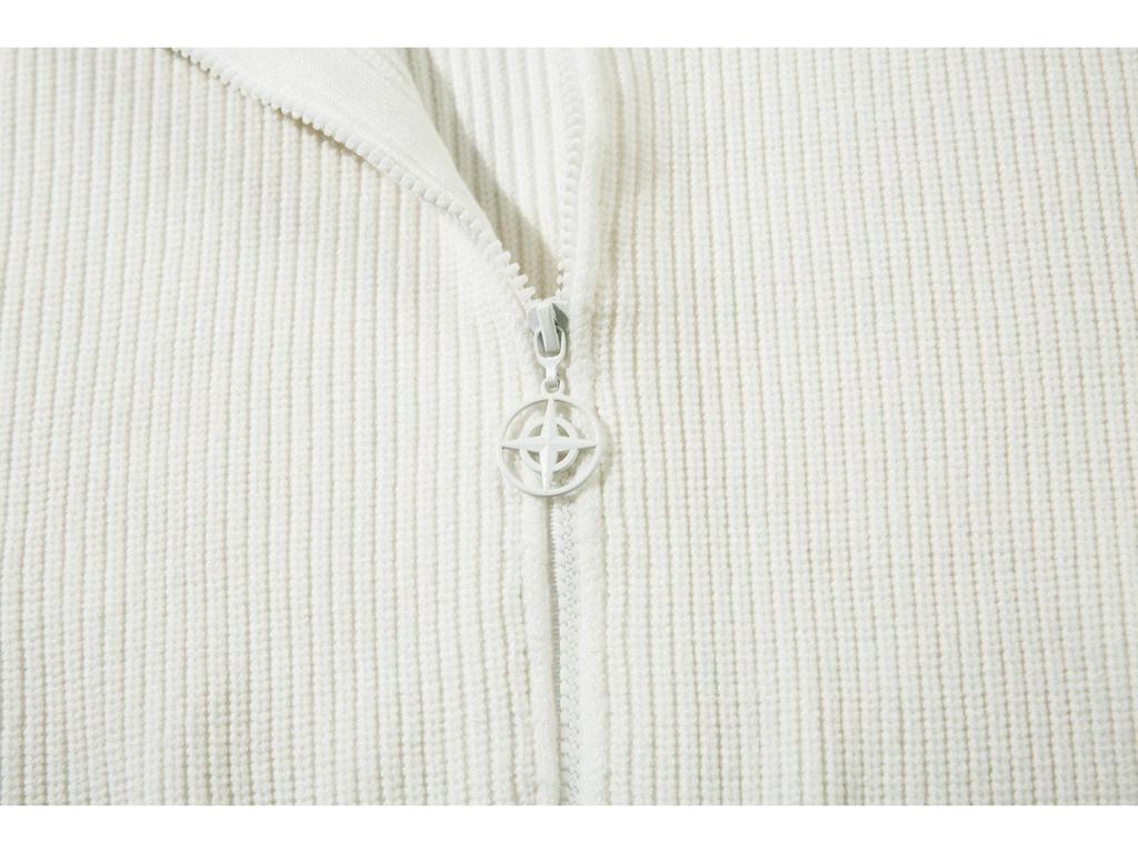 STONE Unisex Kapuzenpullover aus Strick mit Reißverschluss und Brustöffnung, mit Aufnäher - Herbst/Winter Kollektion