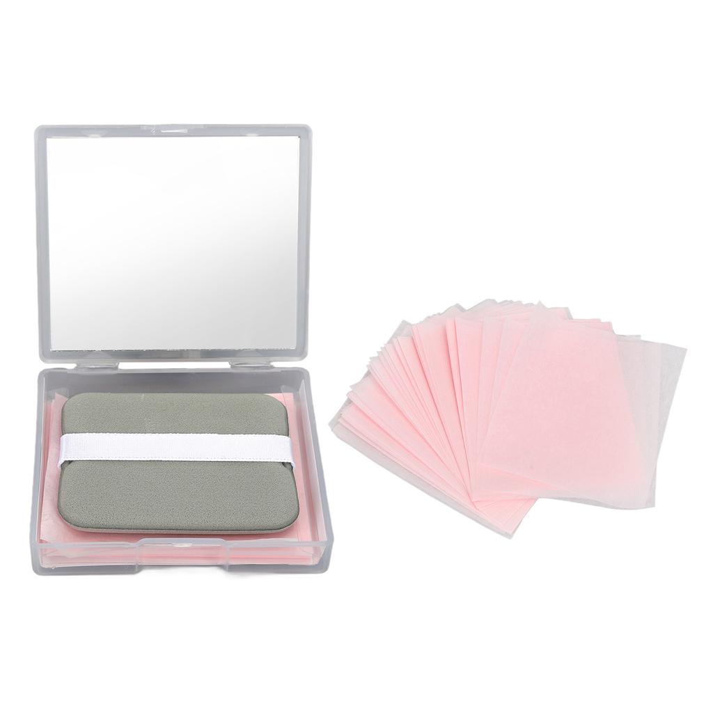 Oil Blotting Sheet Absorbing Skin Cleaning Paper Oily Control with Mirror for Facial Makeup