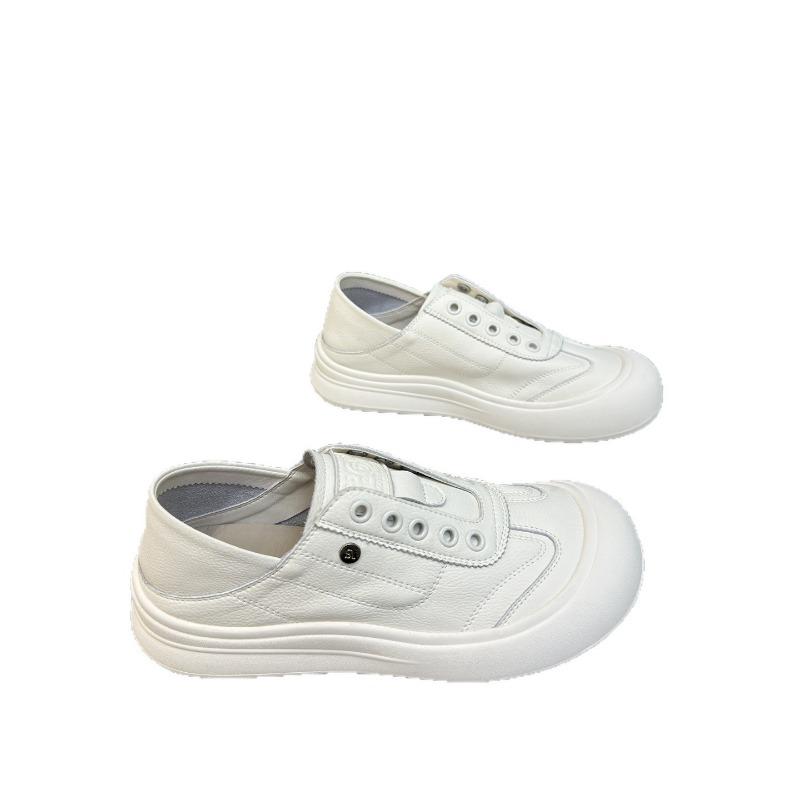Platform White Shoes Women's New Fashionable Versatile Lazy People Wear Casual Sports Shoes with One Pedal and Two
