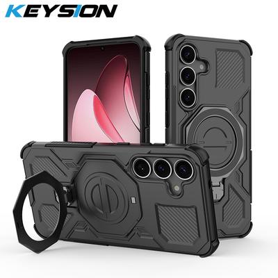 KEYSION Αντικραδασμική Μαγνητική Θήκη για Samsung S25 FE 5G TPU+PC Όρθια Ζωντανή Μεταλλική Βάση Δακτυλίου Κάλυμμα Πλάτης Τηλεφώνου για Galaxy S25 FE