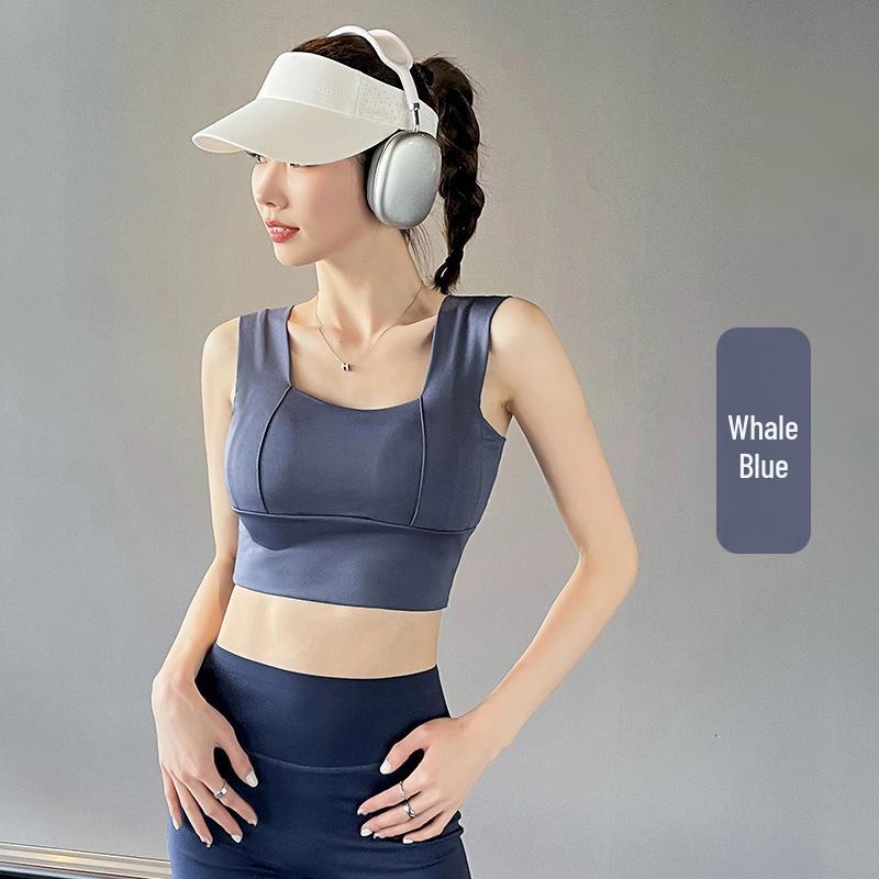 Women's Summer Sports One-Piece: Anti-Sag Yoga Vest & Fitness Bra with Elegant Gathered Back