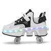 Kids Glowing Sneakers Kids Roller Skates for 6-15 Years Old Four-wheel Deformation Can Walk Can Skate Skates Mens Roller Sneakers