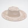 Source laser engraved suede top hat, rose pattern engraved woven fringed western cowboy hat