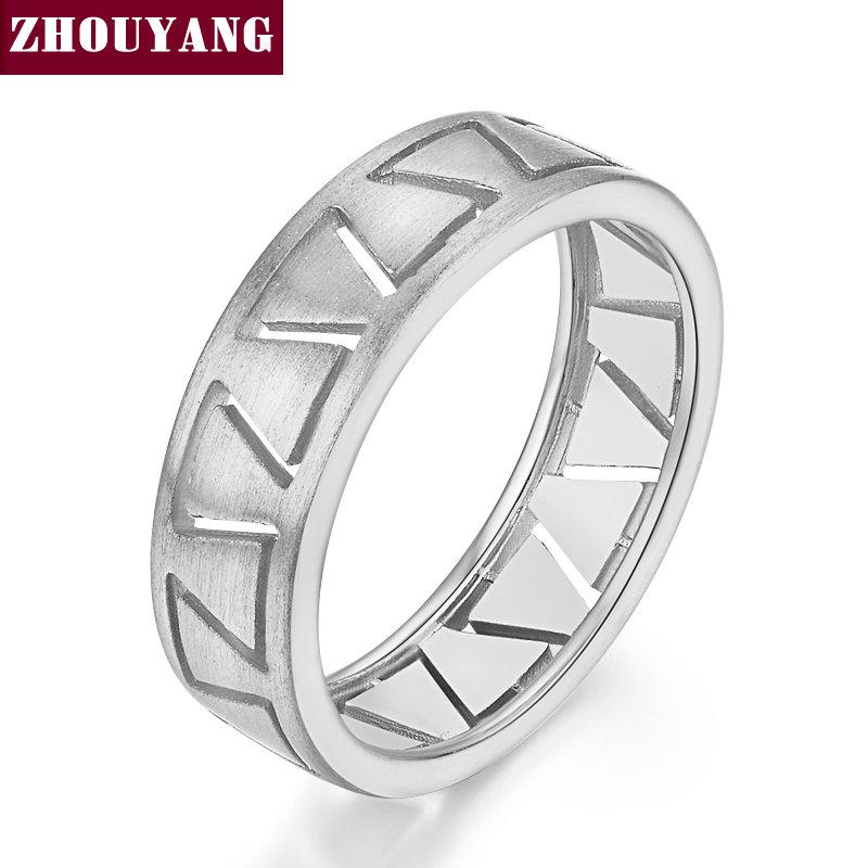 

Top Quality Fashion Design Mysterious Triangle Wire Drawing Process Rose Gold Color Ring Full Sizes ZYR374 ZYR375 5.5