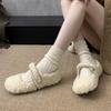 Fur Women Flats Cotton Shoes Casual Fashion Mary Jane Shoes 2026 Elegant Fashion Snow Boots Winter New Brand Warm Mujer Botas