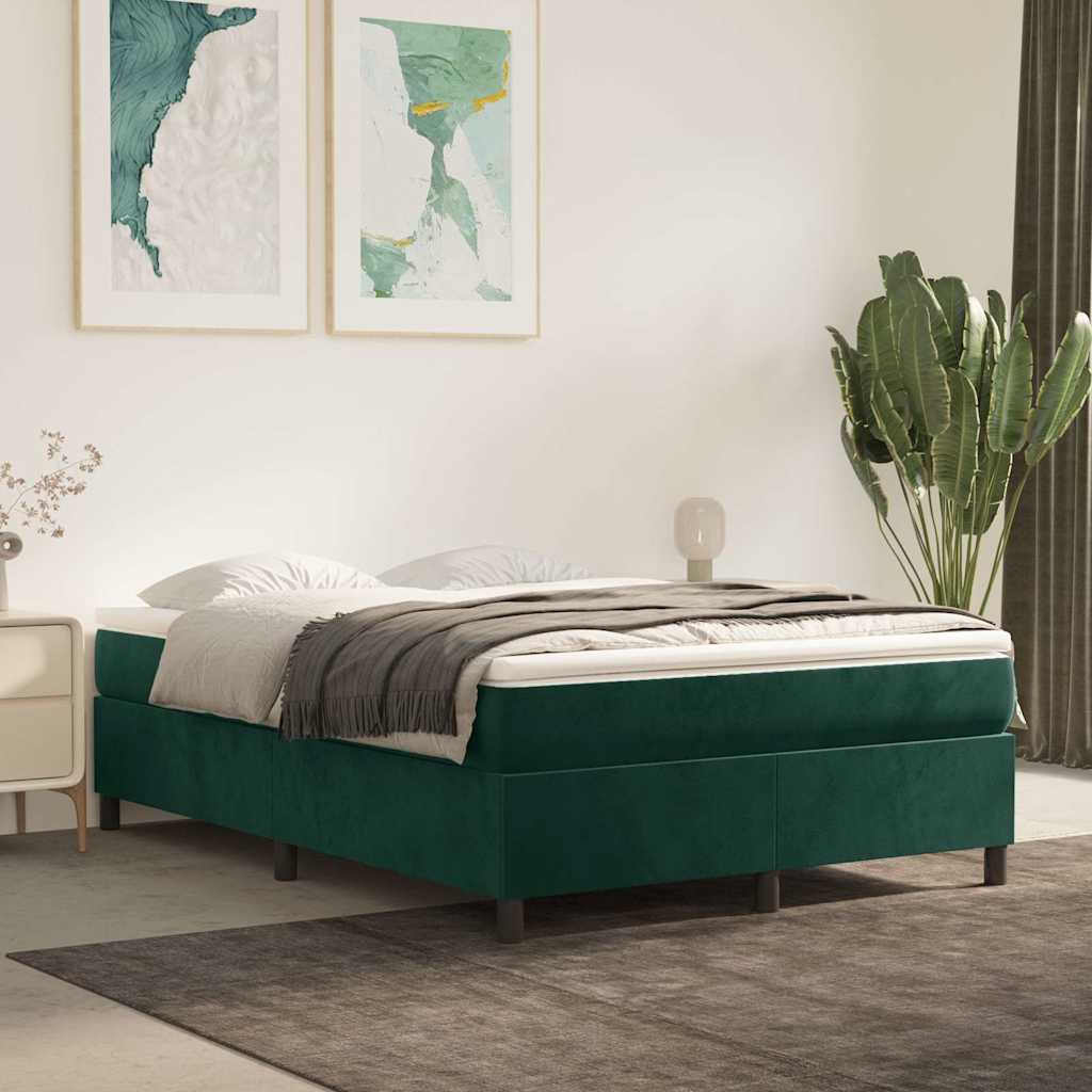 Vidaxl Continentaal Bed Met Matras, Groen, Fluweel, 140X190 Cm