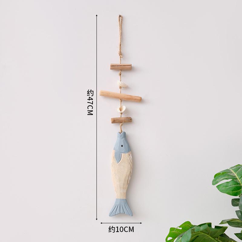 

Antique Decorative Wooden Fish String Mediterranean Style Hand Carved Solid Wood Fish Hanging Ornament Home Decor 47x10cm жёлтый