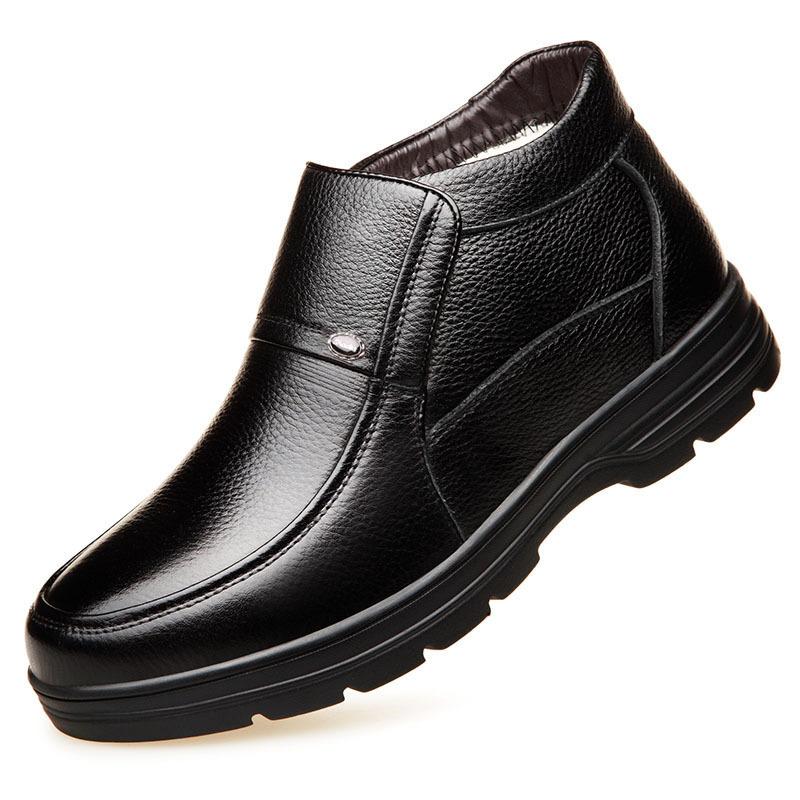 Fashion Whoholl 2024 New Men's Trendy High-top Outdoor Boots Patent Leather Fleece-lined Warm Thick-soled Motorcycle Cotton Boot Size 46