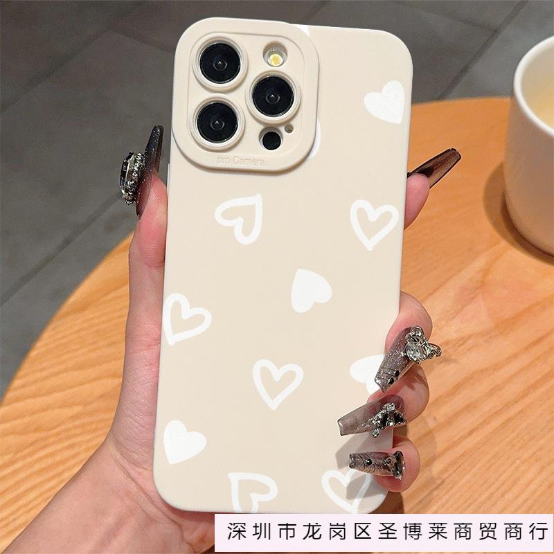 Personalized white love applies to iPhone11/12/13/14/15PROMAX Apple 16 all-inclusive mobile phone case