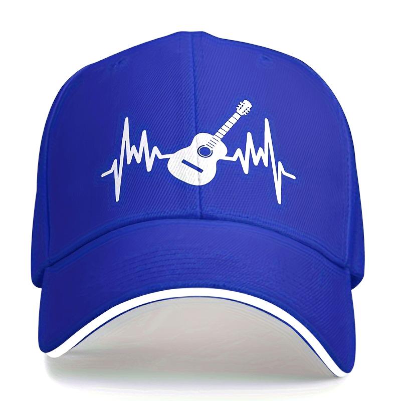 Guitar Heartbeat ECG Rhythm Music Lover Baseball Cap Unisex Cotton Adjustable Casual Sun Protection Streetwear