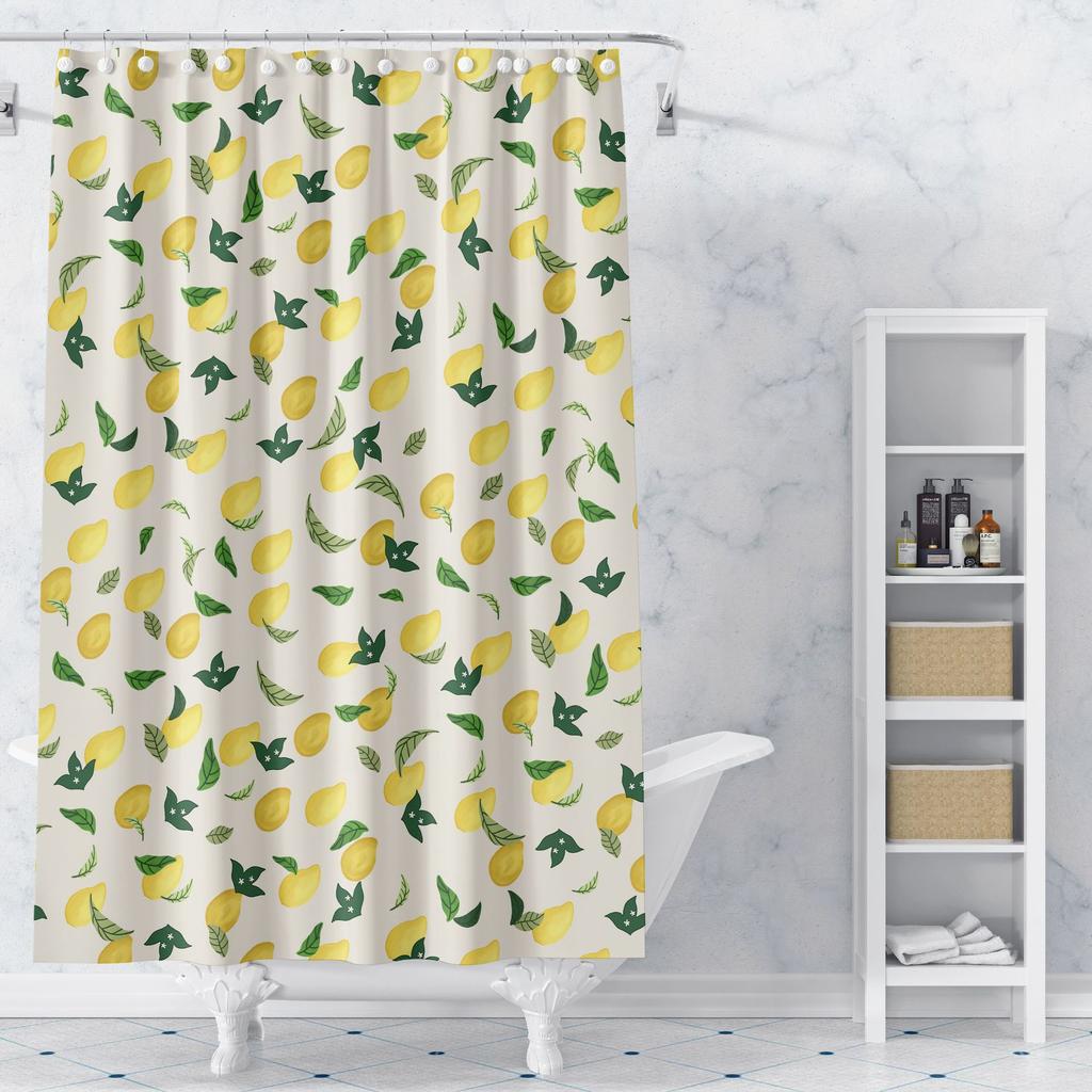 A Variety of Fruits Washable Dirt-Resistant Shower Curtain Shower Head Waterproof Polyester Bath Curtain For Home Decor