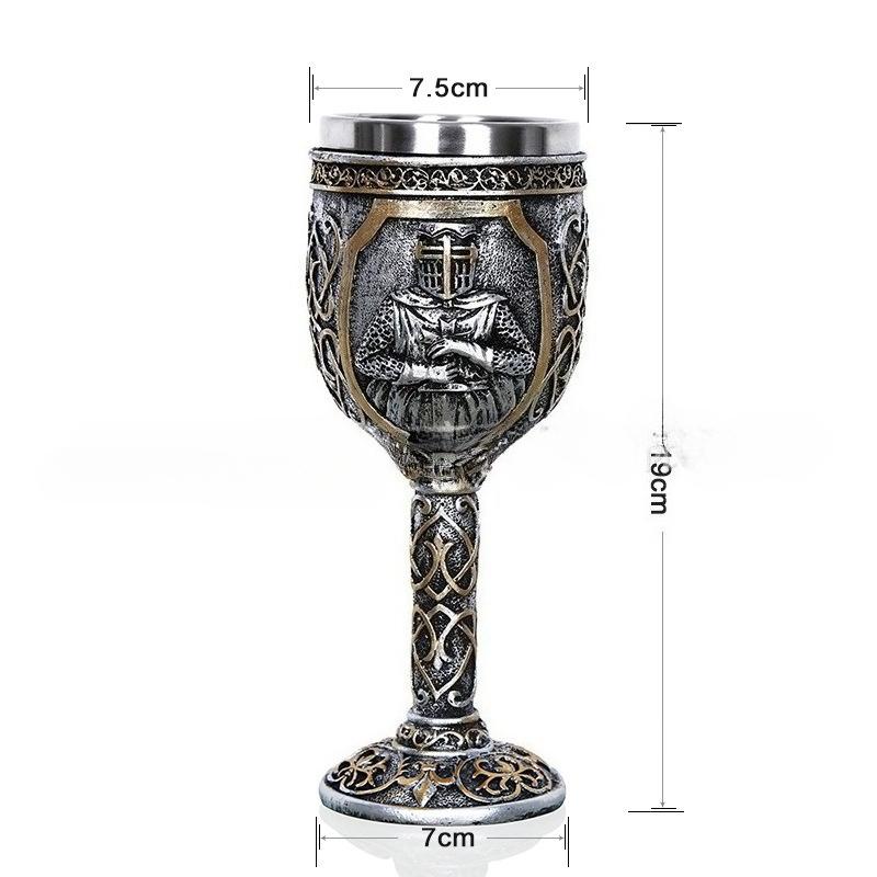 High-footed Cup Gift Resin Skull Cup, Creative 3D Stereoscopic Wolf Head Stainless Steel Decorative Cup
