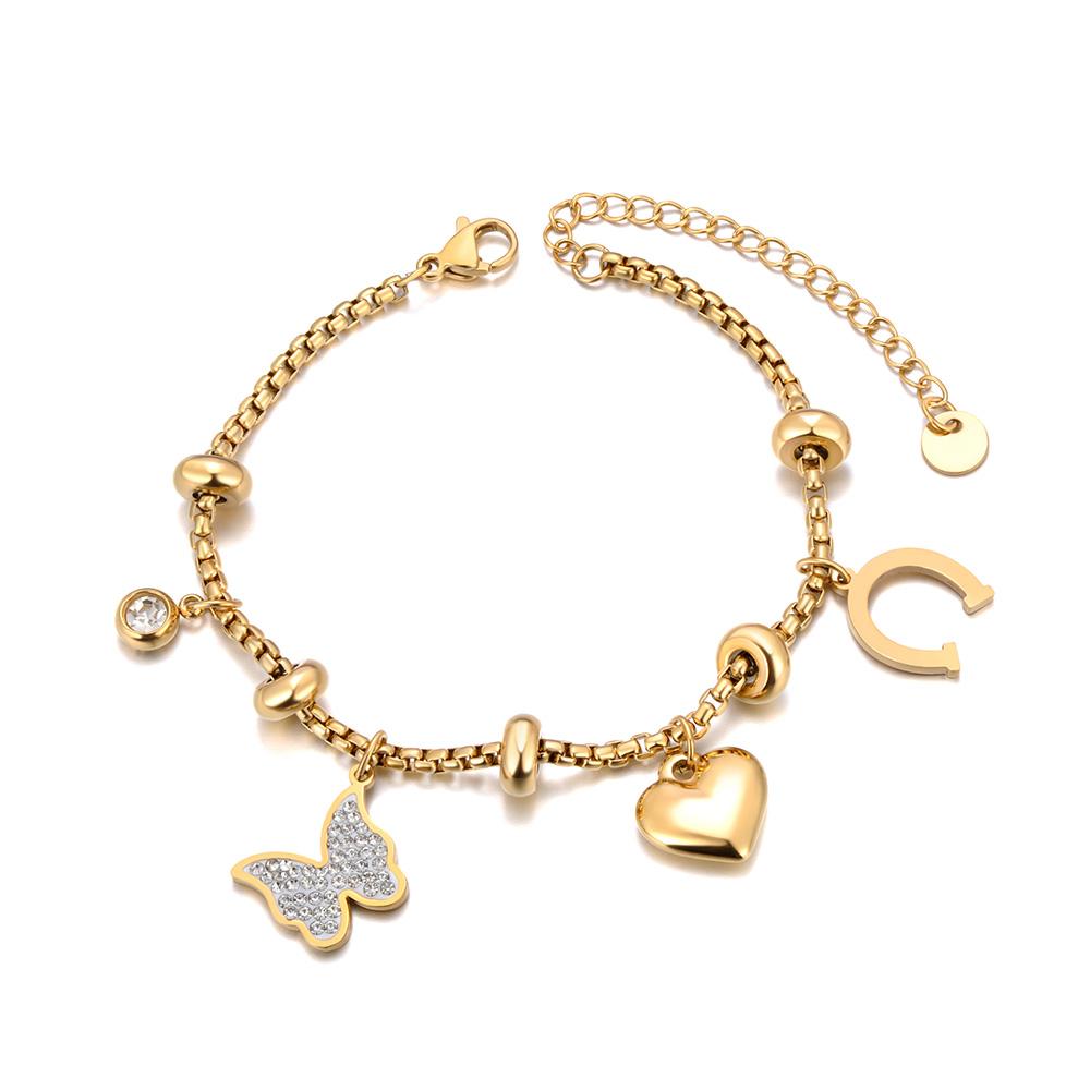 

Модный браслет-шарм Lokaer со стразами в виде бабочки и сердца, из нержавеющей стали с кубическим цирконием, летние украшения для отпуска для женщин B25020