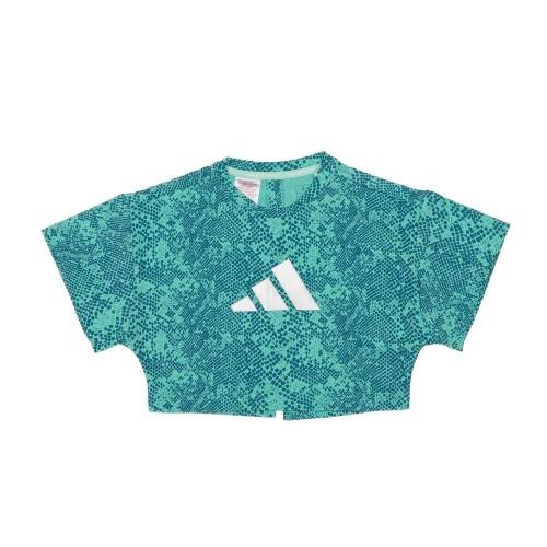 Adidas Girls Animal Print Aeroready Crop T-Shirt