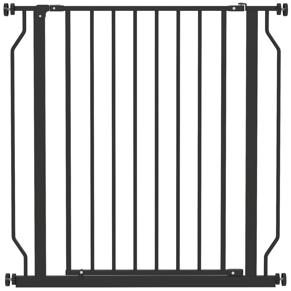 Extendable and Adjustable Dog Gate for Stairs and Doors, Made of Steel and ABS, 75-85x76 cm, Black