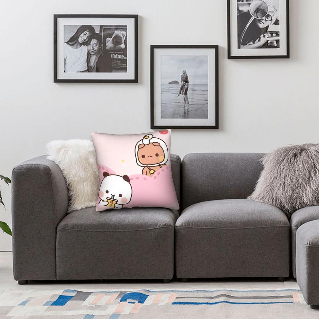 Cartoon Panda Bubu Dudu Pillowcase Printing Polyester Cushion Cover Decorations Throw Pillow Case Cover Home Square 18''
