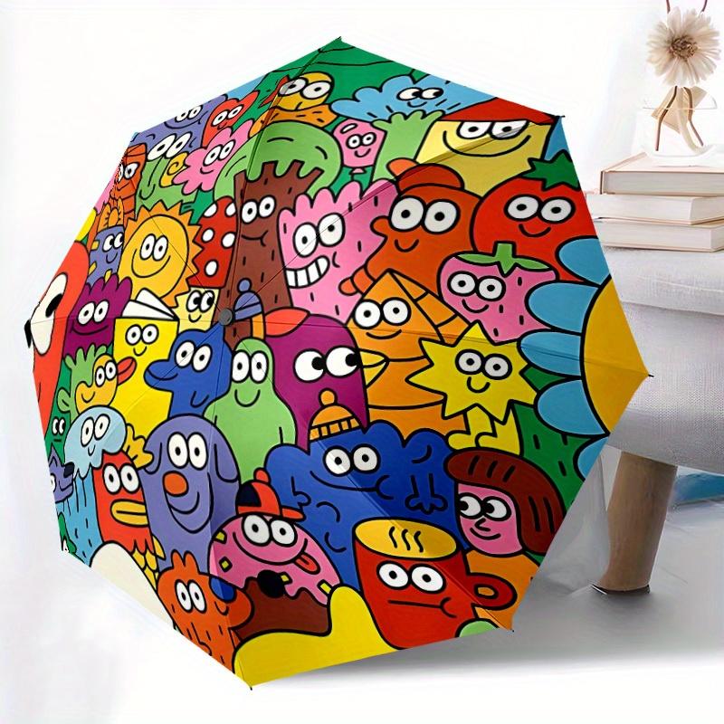 1pc Colorful Creatures Automatic Open/close Folding Umbrella, Compact Portable Travel Umbrella, Perfect Birthday/Christmas, Cute Umbrella, D