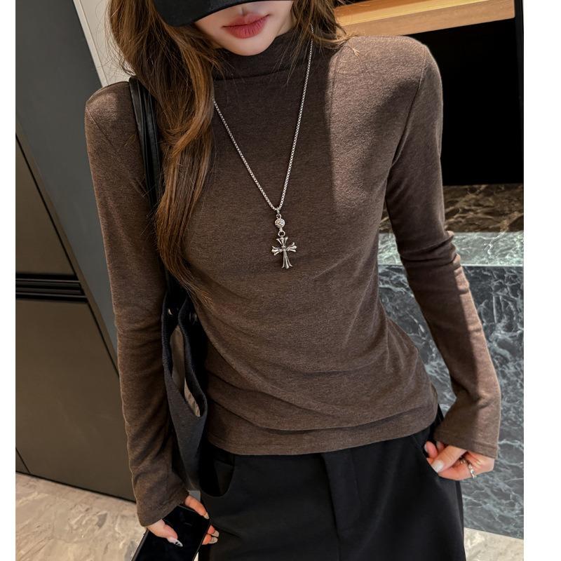 Women S Slim Fit Long Sleeve Turtleneck Base Top Versatile Casual Outerwear