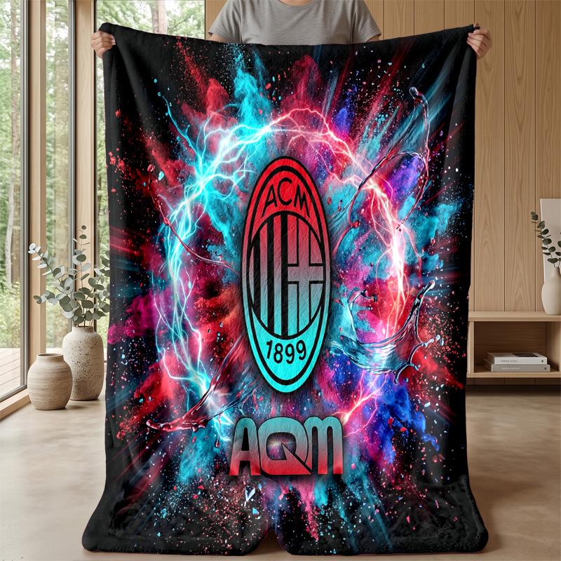 AC Milan Theme Blanket Soft Flannel Blanket Plush Throw Blanket Cozy Sofa Bed Blanket for Home Decor