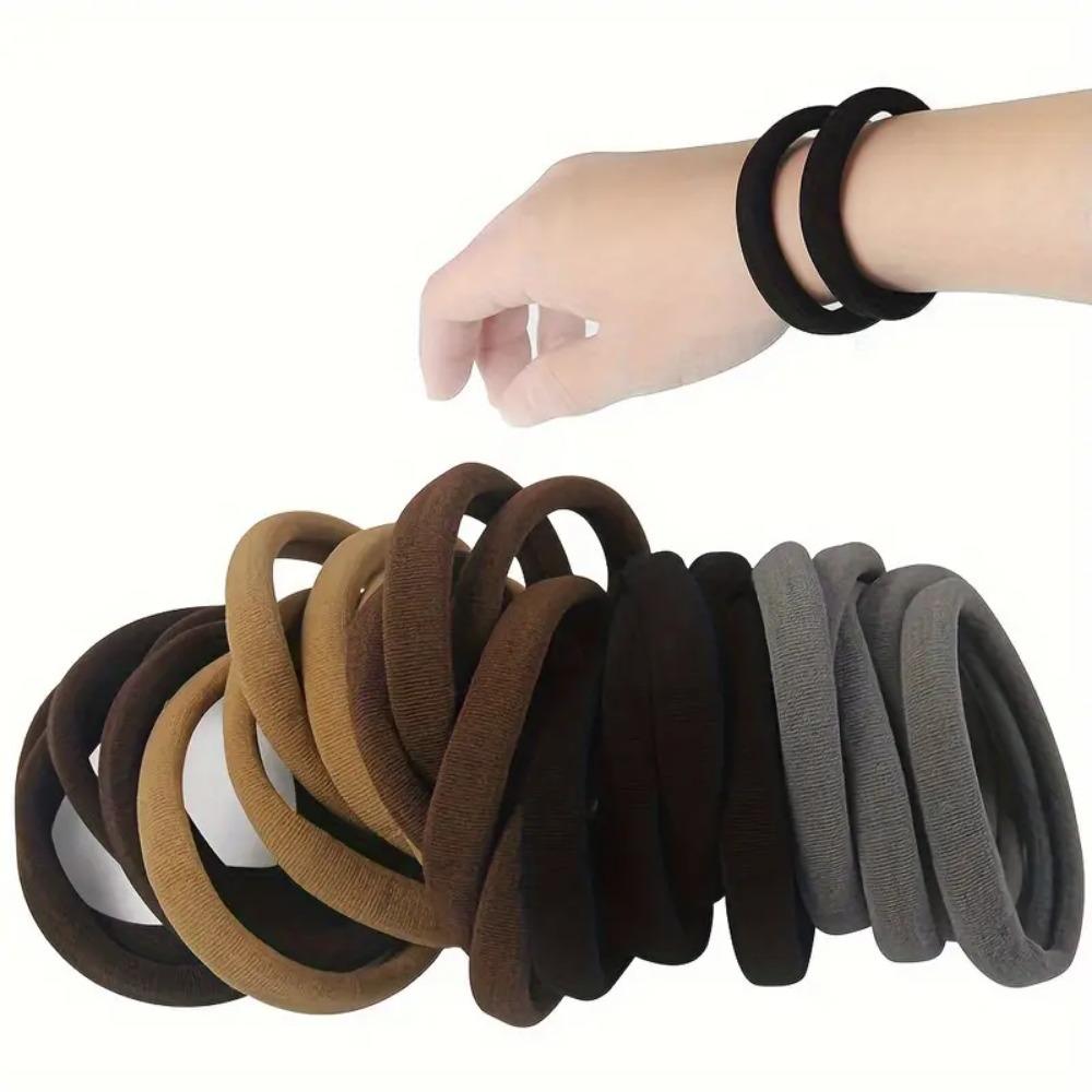 20-Pack Ultra-Soft Plush Hair Ties – High-Elasticity, Minimalist Solid Color Hair Elastics with Towel-Like Texture