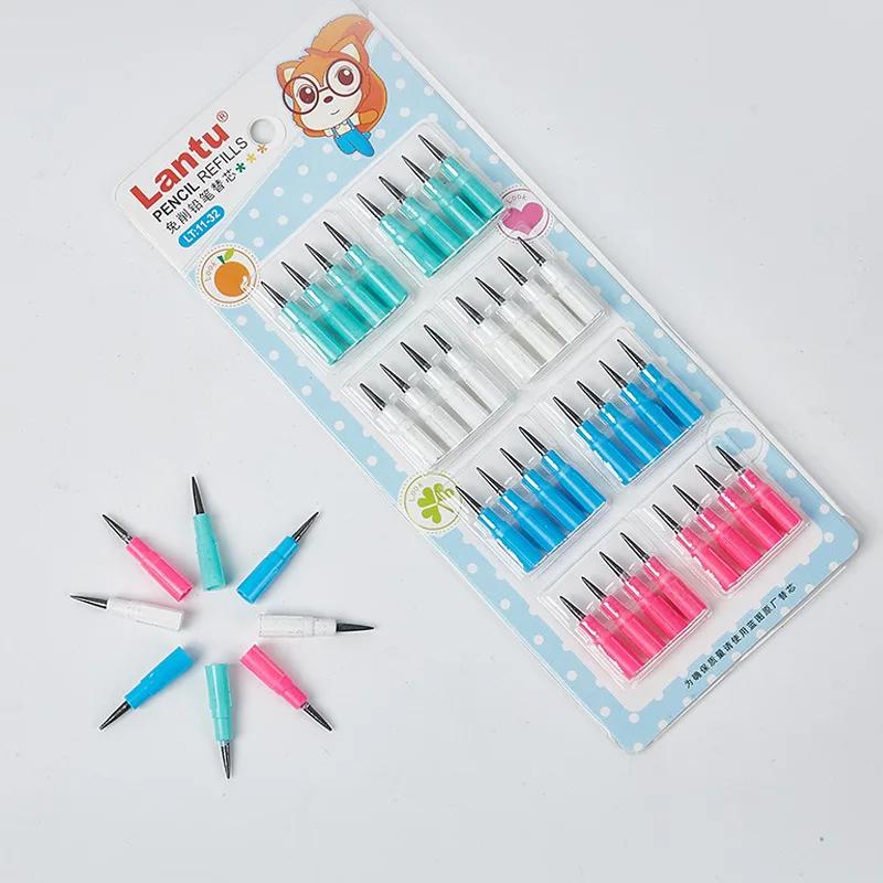 4pcs/set Kawaii Non Sharpening Pencils Replaceble Refills Mechanical Pencils Automatic Pens Korean Stationery Office Supplies