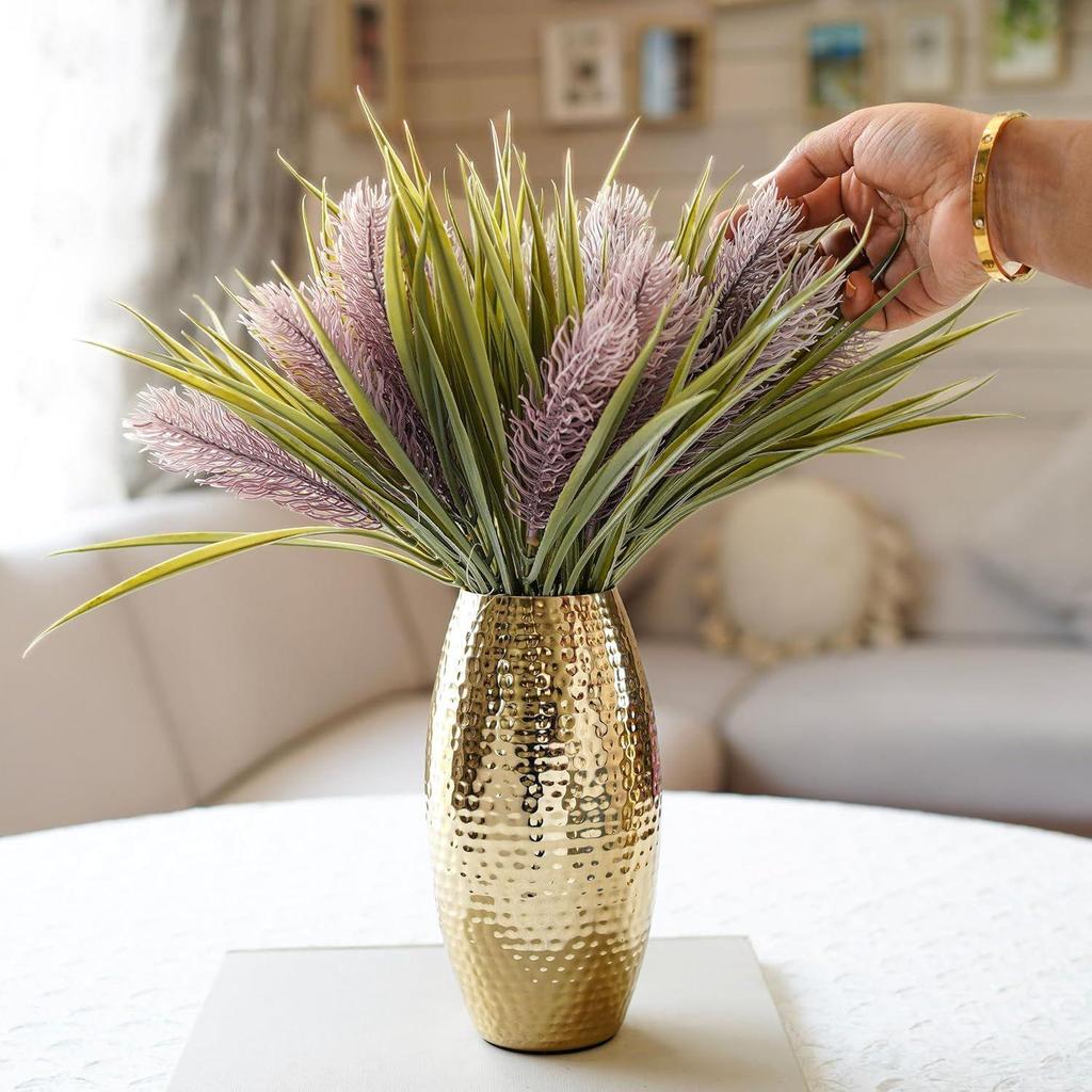 Best Gift for Birthday Anniversary Valentine's Day |Golden Full Hammered Oblong Shape 1 Large Pcs (Flower Not Included)