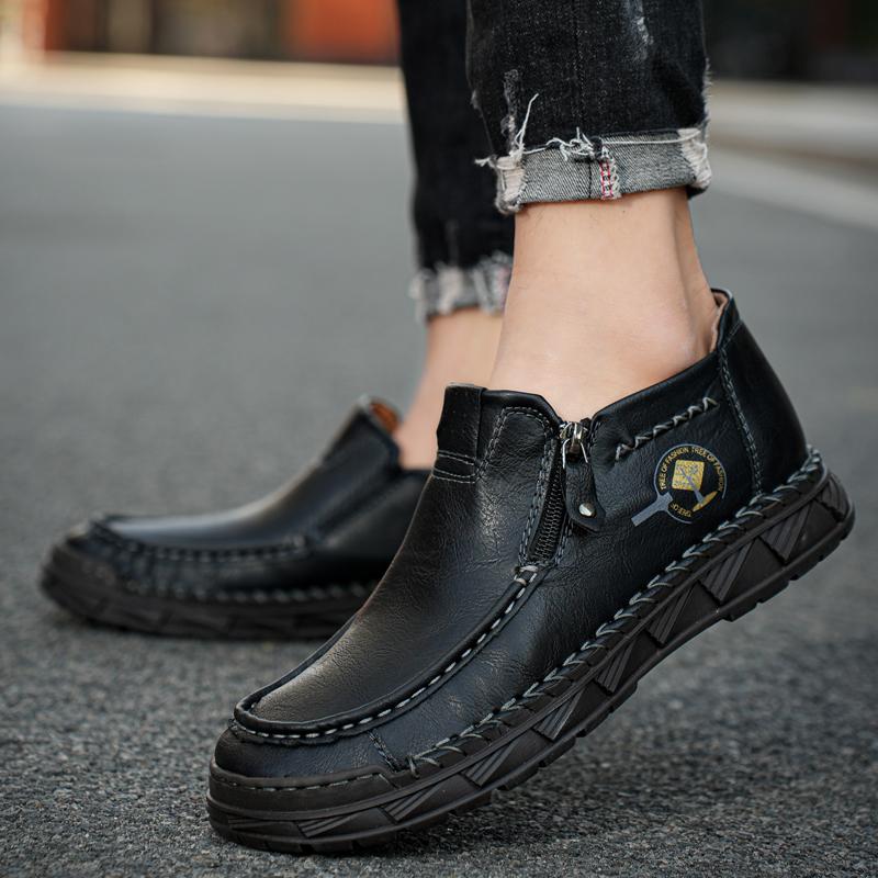 Fashion Luxury Mens Shoes Fashion Handmade Leather Shoes Outdoor Casual Ankle Boot Slip on Driving Shoes for Men Loafers Mocassin Homme