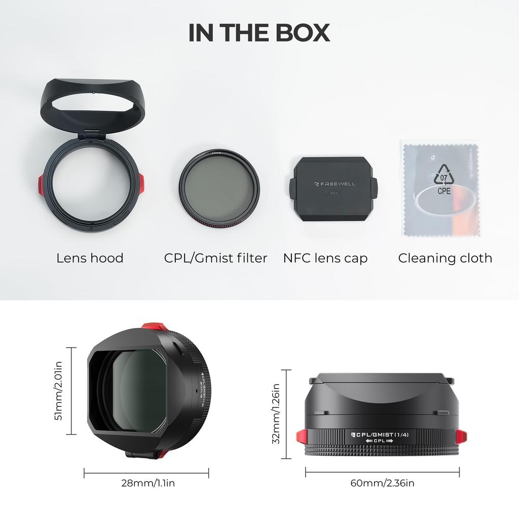 Freewell Integrated Filter Lens Hood for FUJI Hybrid CPL Black Mist Black GFX100RF, & Filter, (FW-GFX100RF-RLH-B)