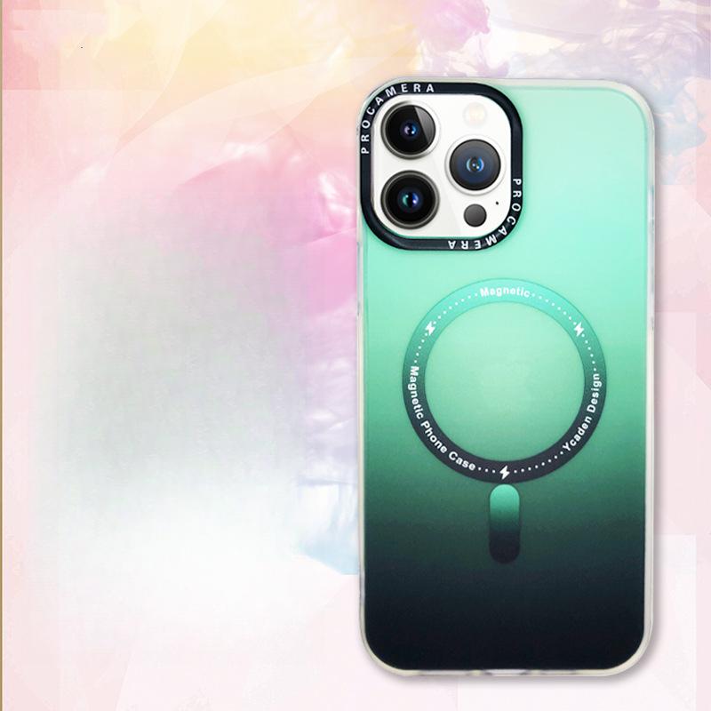 Applicable To IPhone16PROMAX Gradient Magnetic Phone Case, Apple 15 Matte Magsafe Protective Case 13/14
