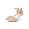 High heels women's summer 2025 new beautiful one-word strap with skirt wedding shoes pointed thin heel light mouth sandals women