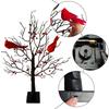 Bird LED Light with 6 Birds Artificial Birch Lighting 54 Red Fruits Mini Artificial Tree Lamp for Christmas Decoration