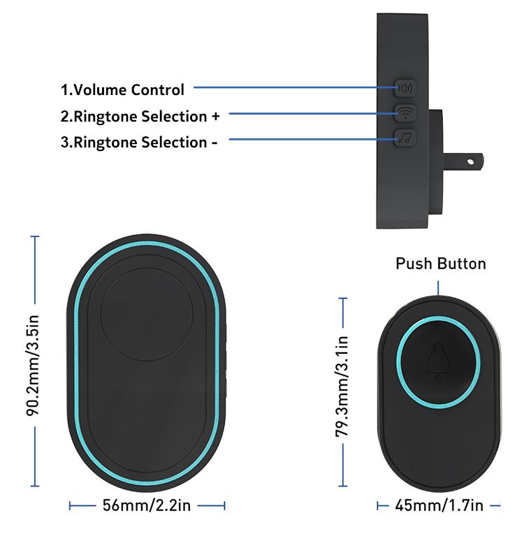 TuoAn 433MHZ Wireless Smart Doorbell Home Security Burglar Alarm System Doorbell with Tuya App (Black,Home Security System)