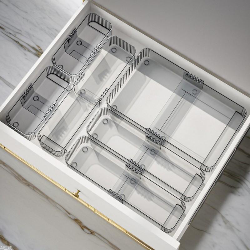 Expandable Drawer Organizer And Storage Bins Plastic Divider Box For Kitchen Flatware Makeup Tray Bathroom Office Holder