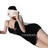 Suspender nightdress sexy backless new model with chest pad ice silk lace solid color pure desire wind