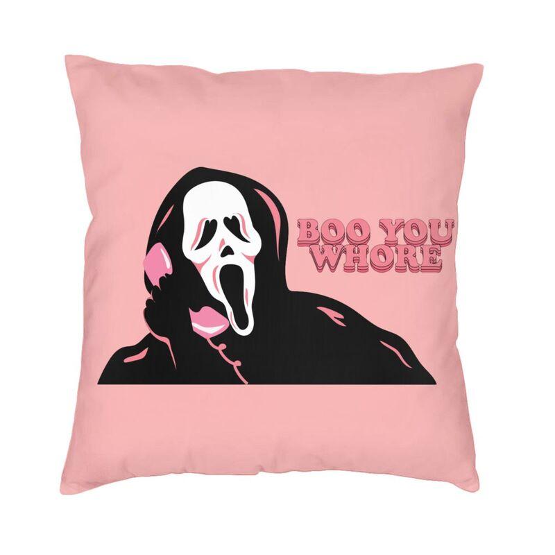 Lustiger Halloween Ghostface Kissenbezug Scream Sidney Prescott Film Dekokissenbezug für Sofa, quadratischer Kissenbezug im Wohnzimmer