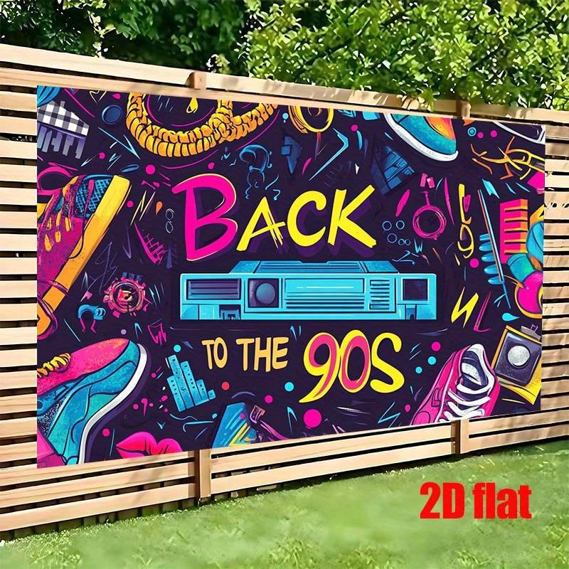 2D Plane, 1 Piece of Retro 90s Party Backdrop Banner, Suitable for Photo Booths and Nostalgic Events, Disco Party Decoration