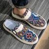 2026 Autumn Men's Breathable Retro Print Design Casual Half Slippers Fashi Trend Comfortable Versatile Shallow Mouth Draggers
