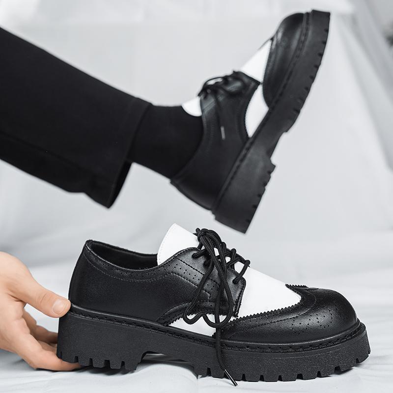 English-style Casual Casual Shoes Thick-soled Height-increasing Derby Shoes Simple Fashion Low-top Men's Shoes Zapatillas Hombre
